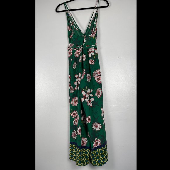 Contemporary Green Floral Jumpsuit Medium - Picture 3 of 5